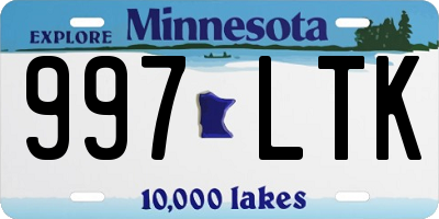 MN license plate 997LTK