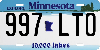 MN license plate 997LTO