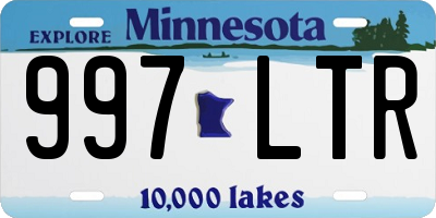 MN license plate 997LTR