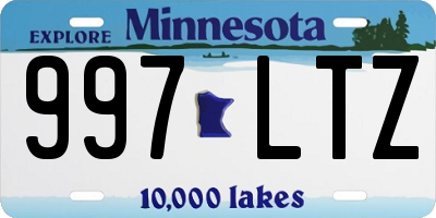 MN license plate 997LTZ