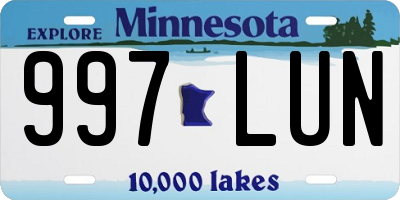 MN license plate 997LUN