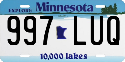 MN license plate 997LUQ