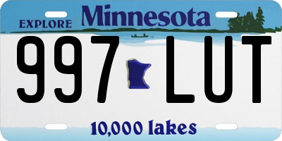 MN license plate 997LUT