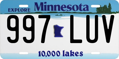 MN license plate 997LUV