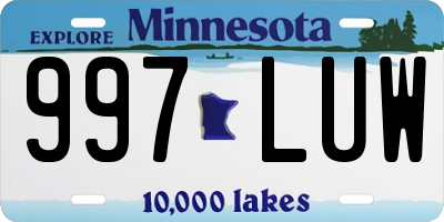 MN license plate 997LUW