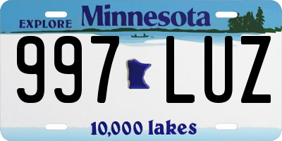MN license plate 997LUZ