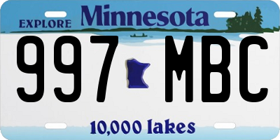 MN license plate 997MBC