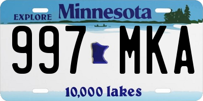 MN license plate 997MKA