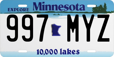 MN license plate 997MYZ
