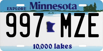 MN license plate 997MZE