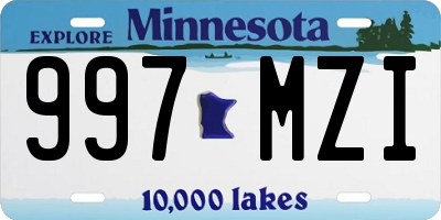 MN license plate 997MZI