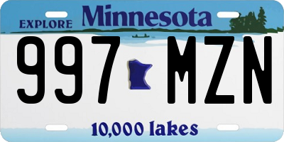 MN license plate 997MZN