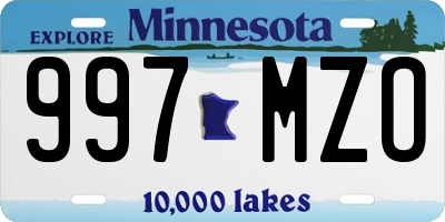 MN license plate 997MZO