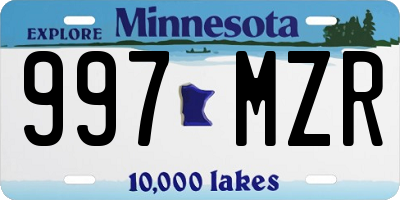 MN license plate 997MZR