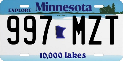 MN license plate 997MZT