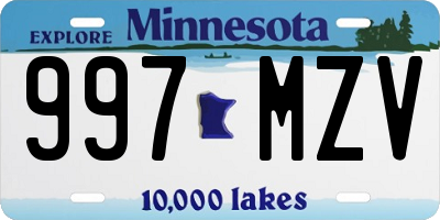 MN license plate 997MZV