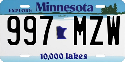 MN license plate 997MZW