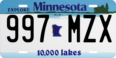 MN license plate 997MZX