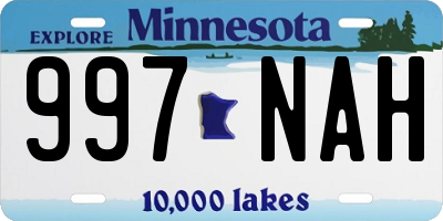 MN license plate 997NAH