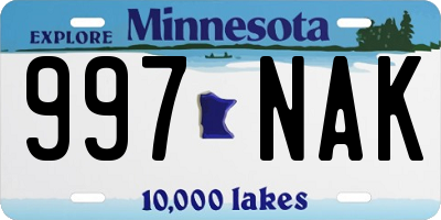 MN license plate 997NAK
