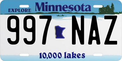 MN license plate 997NAZ