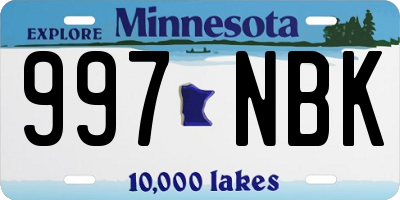 MN license plate 997NBK