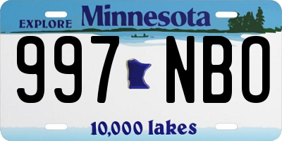 MN license plate 997NBO