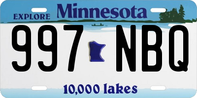 MN license plate 997NBQ