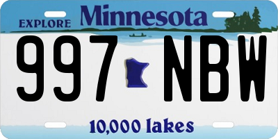 MN license plate 997NBW