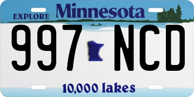 MN license plate 997NCD
