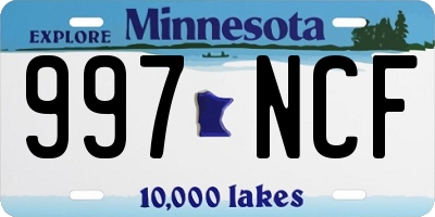 MN license plate 997NCF