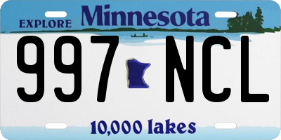 MN license plate 997NCL