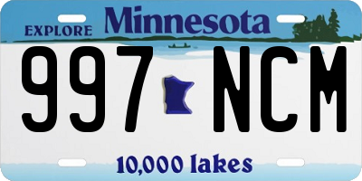 MN license plate 997NCM