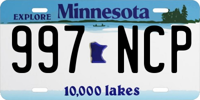 MN license plate 997NCP