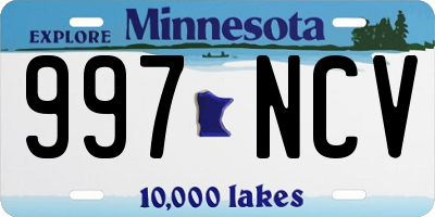 MN license plate 997NCV