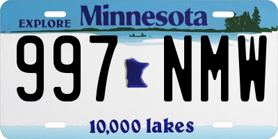 MN license plate 997NMW