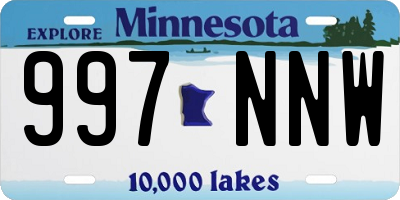MN license plate 997NNW
