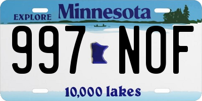MN license plate 997NOF