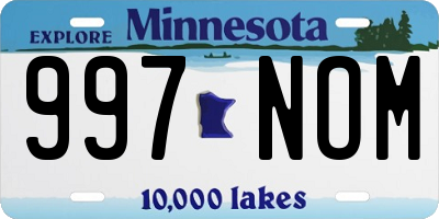MN license plate 997NOM
