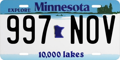 MN license plate 997NOV