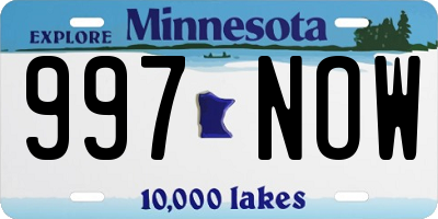 MN license plate 997NOW
