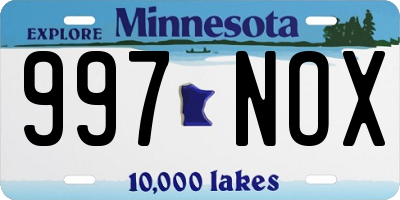 MN license plate 997NOX