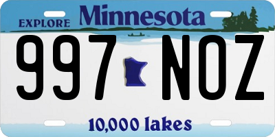 MN license plate 997NOZ