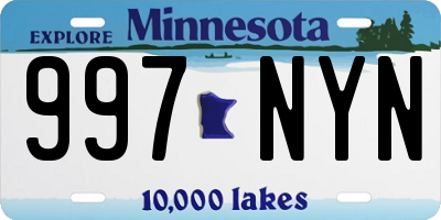 MN license plate 997NYN