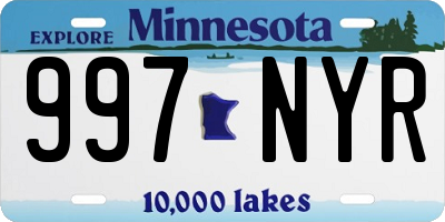 MN license plate 997NYR