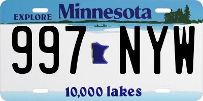 MN license plate 997NYW