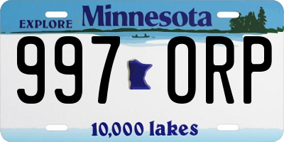 MN license plate 997ORP