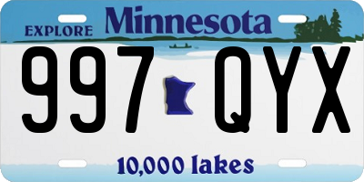 MN license plate 997QYX