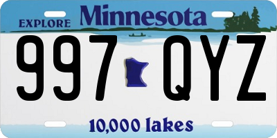 MN license plate 997QYZ