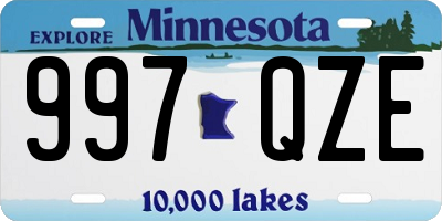 MN license plate 997QZE